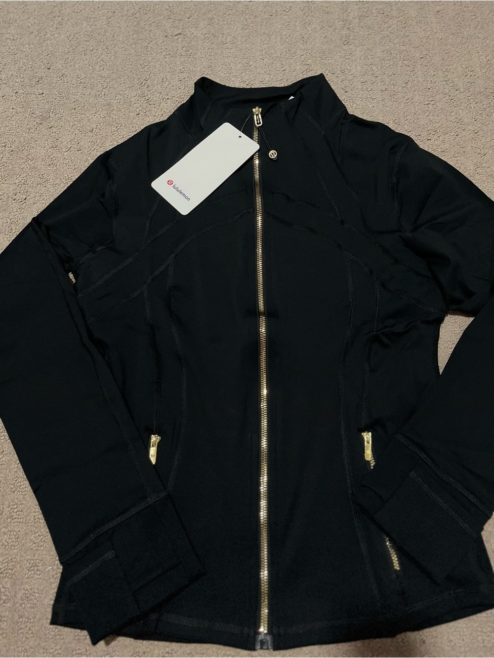 lululemon athletica Black Bomber-Style Full-Zip Jacket with Gold Hardware